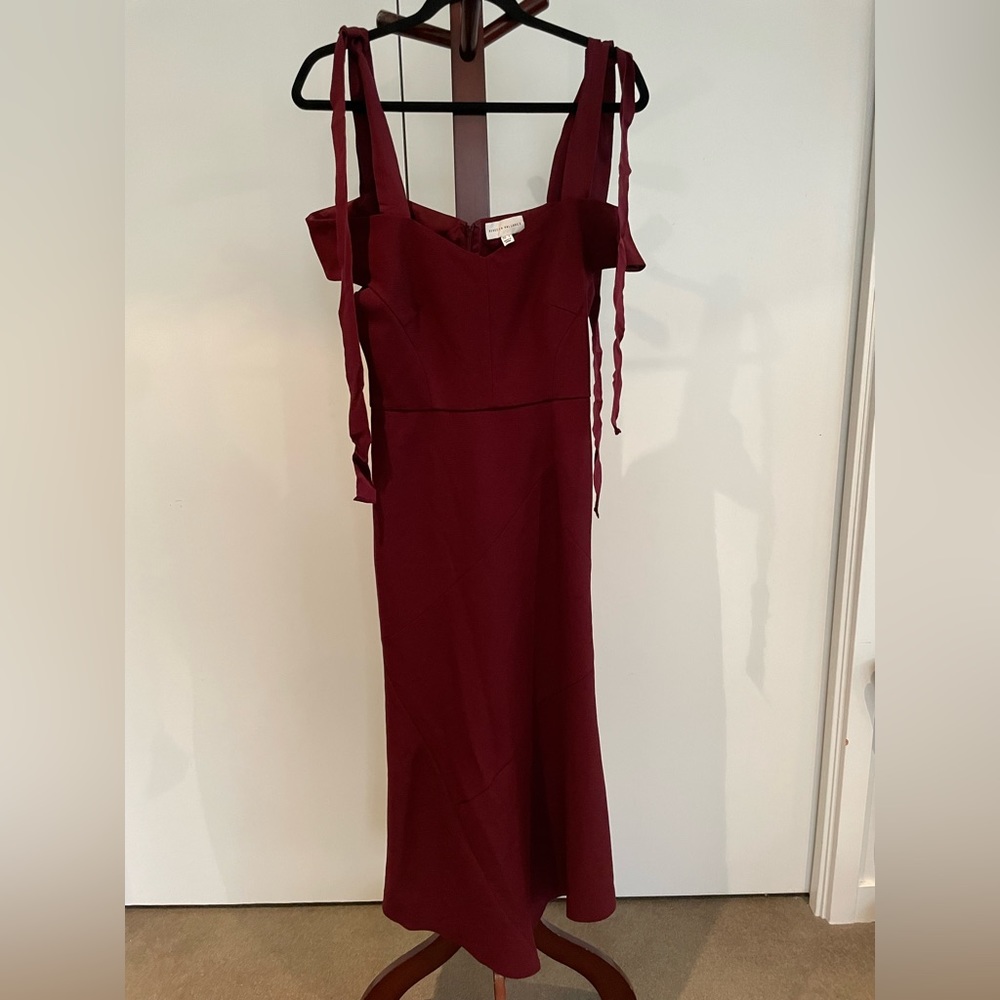REBECCA VALLANCE OFF THE SHOULDER MIDI DRESS